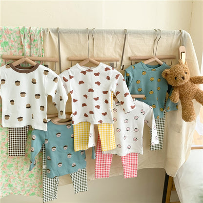 -キッズ パジャマ セット トップス チェック パンツ【mh0000127】 - mamahalo shop - 長袖パジャマ -  べビー服 - 子供服 - 男の子 - 女の子