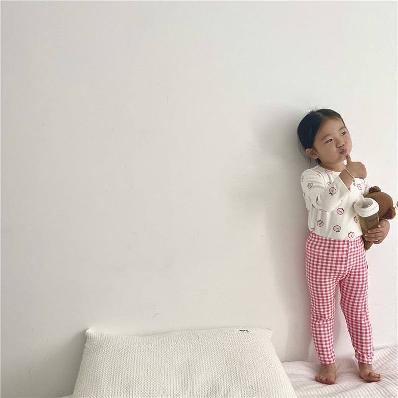 -キッズ パジャマ セット トップス チェック パンツ【mh0000127】 - mamahalo shop - 長袖パジャマ -  べビー服 - 子供服 - 男の子 - 女の子