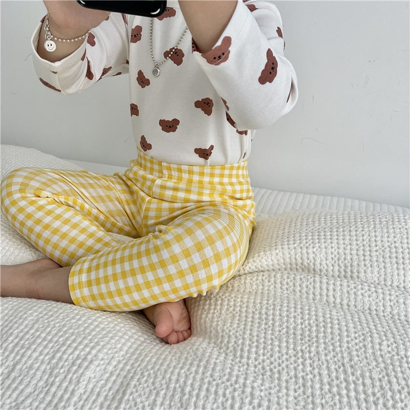 -キッズ パジャマ セット トップス チェック パンツ【mh0000127】 - mamahalo shop - 長袖パジャマ -  べビー服 - 子供服 - 男の子 - 女の子