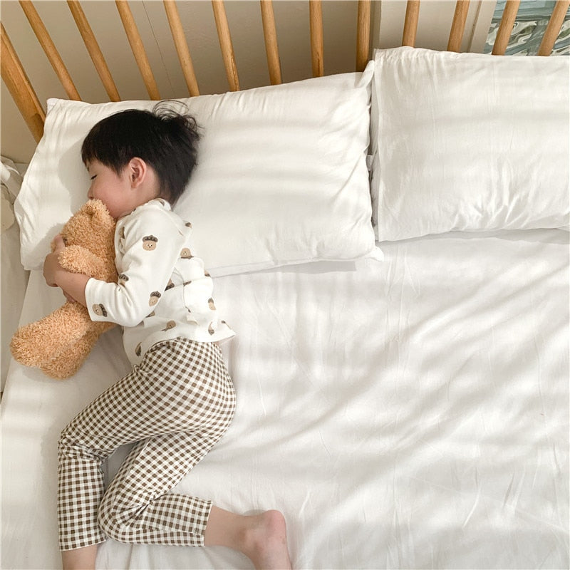 -キッズ パジャマ セット トップス チェック パンツ【mh0000127】 - mamahalo shop - 長袖パジャマ -  べビー服 - 子供服 - 男の子 - 女の子