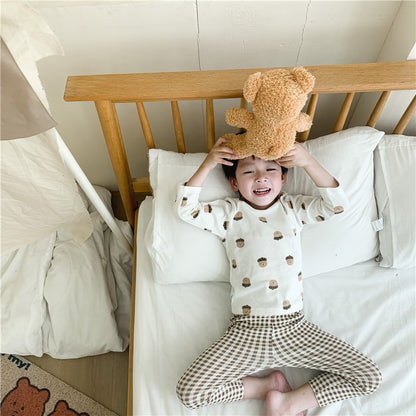 -キッズ パジャマ セット トップス チェック パンツ【mh0000127】 - mamahalo shop - 長袖パジャマ -  べビー服 - 子供服 - 男の子 - 女の子