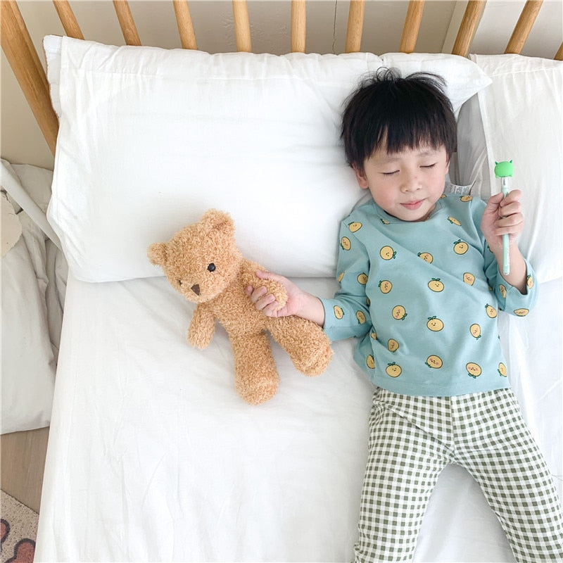 -キッズ パジャマ セット トップス チェック パンツ【mh0000127】 - mamahalo shop - 長袖パジャマ -  べビー服 - 子供服 - 男の子 - 女の子