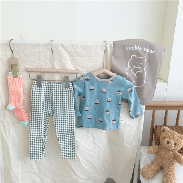 -キッズ パジャマ セット トップス チェック パンツ【mh0000127】 - mamahalo shop - 長袖パジャマ -  べビー服 - 子供服 - 男の子 - 女の子