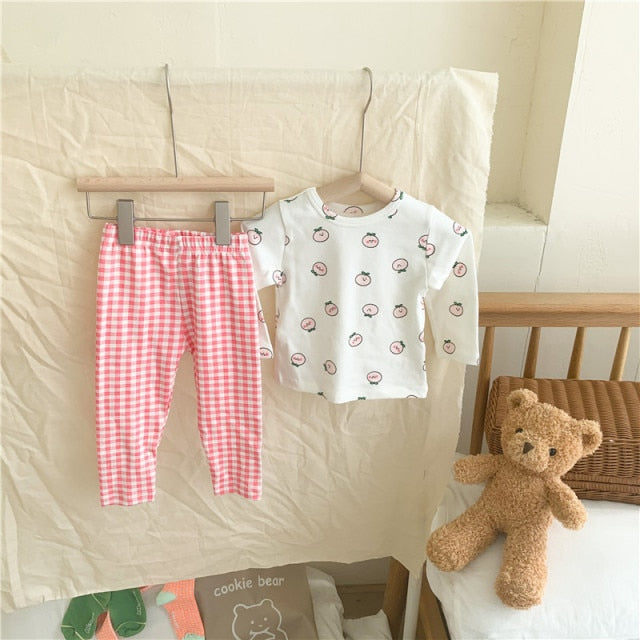 -キッズ パジャマ セット トップス チェック パンツ【mh0000127】 - mamahalo shop - 長袖パジャマ -  べビー服 - 子供服 - 男の子 - 女の子