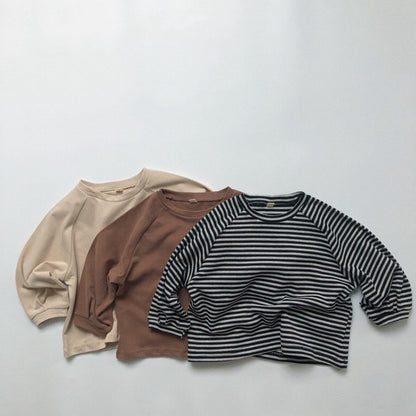 -キッズ ボーダー 無地 長袖 Tシャツ【mh0000131】 - mamahalo shop - 長袖Tシャツ -  べビー服 - 子供服 - 男の子 - 女の子