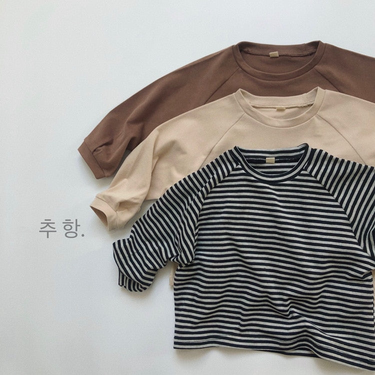 -キッズ ボーダー 無地 長袖 Tシャツ【mh0000131】 - mamahalo shop - 長袖Tシャツ -  べビー服 - 子供服 - 男の子 - 女の子