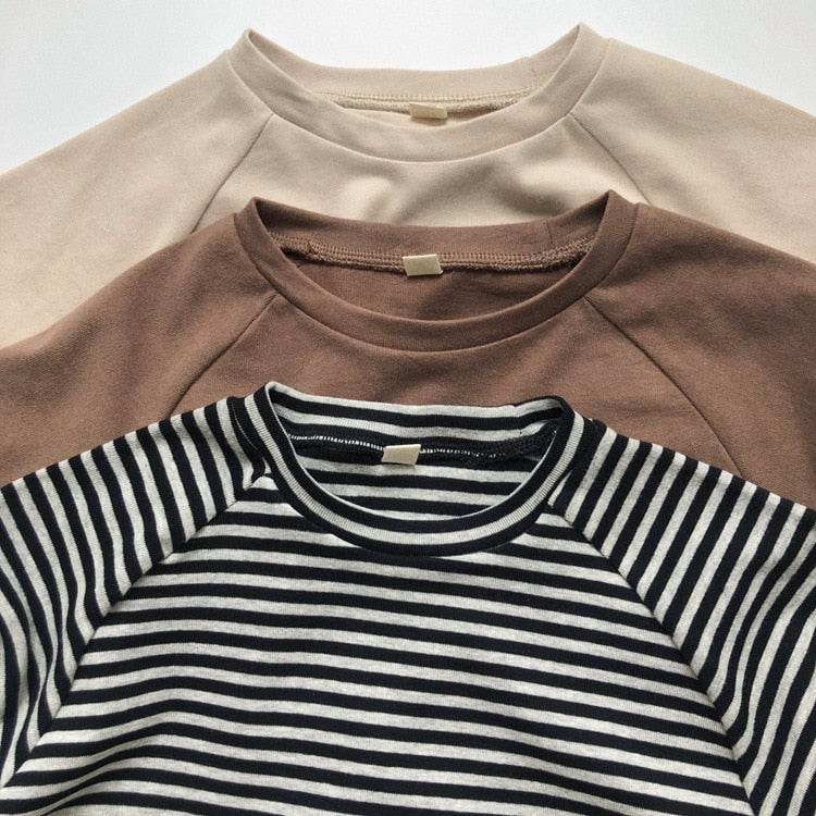 -キッズ ボーダー 無地 長袖 Tシャツ【mh0000131】 - mamahalo shop - 長袖Tシャツ -  べビー服 - 子供服 - 男の子 - 女の子