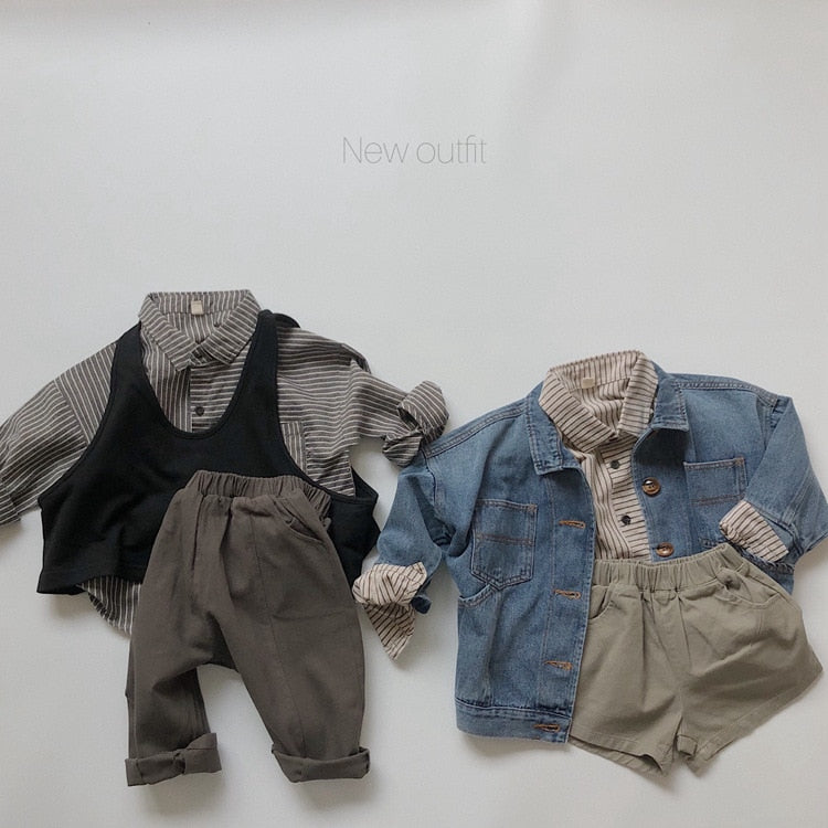 -キッズ ストライプ シャツ トップス【mh0000133】 - mamahalo shop - 長袖シャツ・ブラウス -  べビー服 - 子供服 - 男の子 - 女の子