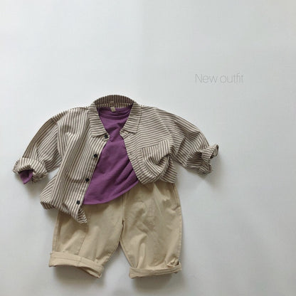 -キッズ ストライプ シャツ トップス【mh0000133】 - mamahalo shop - 長袖シャツ・ブラウス -  べビー服 - 子供服 - 男の子 - 女の子