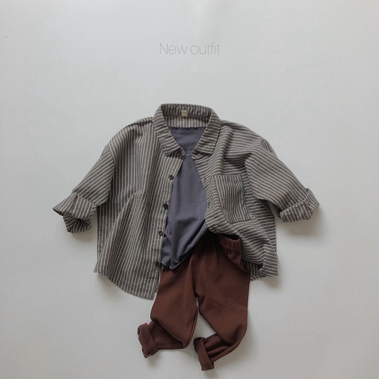 -キッズ ストライプ シャツ トップス【mh0000133】 - mamahalo shop - 長袖シャツ・ブラウス -  べビー服 - 子供服 - 男の子 - 女の子