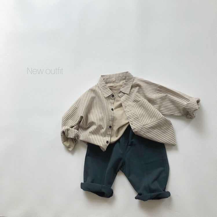 -キッズ ストライプ シャツ トップス【mh0000133】 - mamahalo shop - 長袖シャツ・ブラウス -  べビー服 - 子供服 - 男の子 - 女の子