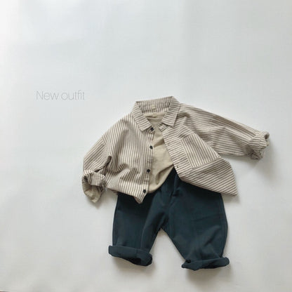 -キッズ ストライプ シャツ トップス【mh0000133】 - mamahalo shop - 長袖シャツ・ブラウス -  べビー服 - 子供服 - 男の子 - 女の子