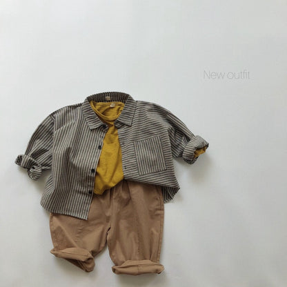 -キッズ ストライプ シャツ トップス【mh0000133】 - mamahalo shop - 長袖シャツ・ブラウス -  べビー服 - 子供服 - 男の子 - 女の子