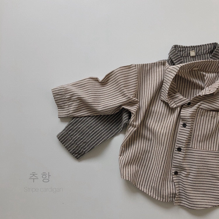 -キッズ ストライプ シャツ トップス【mh0000133】 - mamahalo shop - 長袖シャツ・ブラウス -  べビー服 - 子供服 - 男の子 - 女の子