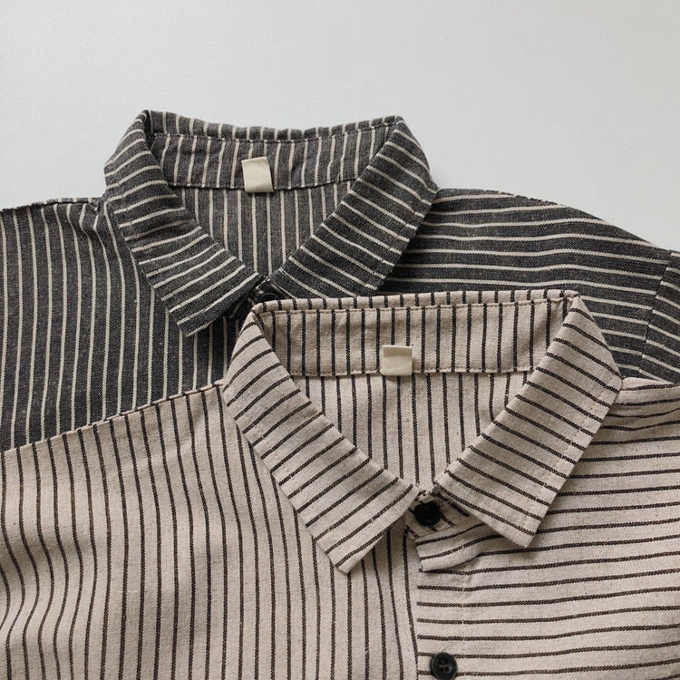 -キッズ ストライプ シャツ トップス【mh0000133】 - mamahalo shop - 長袖シャツ・ブラウス -  べビー服 - 子供服 - 男の子 - 女の子