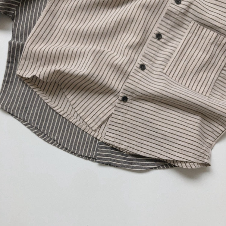 -キッズ ストライプ シャツ トップス【mh0000133】 - mamahalo shop - 長袖シャツ・ブラウス -  べビー服 - 子供服 - 男の子 - 女の子