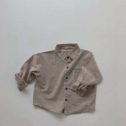-キッズ ストライプ シャツ トップス【mh0000133】 - mamahalo shop - 長袖シャツ・ブラウス -  べビー服 - 子供服 - 男の子 - 女の子