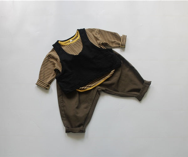 -キッズ ボーダー 長袖Tシャツ【mh0000134】 - mamahalo shop - 長袖Tシャツ -  べビー服 - 子供服 - 男の子 - 女の子