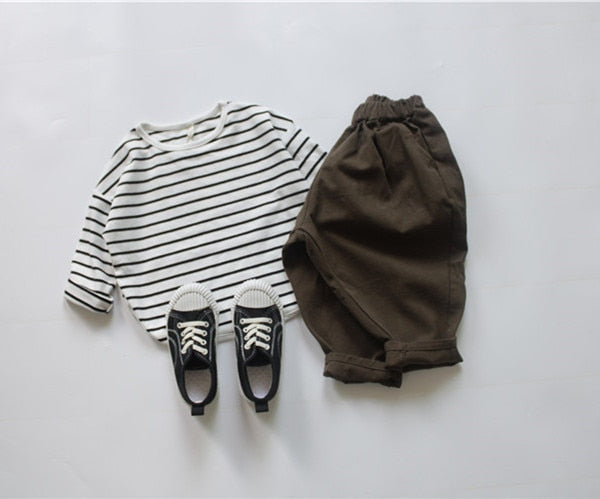 -キッズ ボーダー 長袖Tシャツ【mh0000134】 - mamahalo shop - 長袖Tシャツ -  べビー服 - 子供服 - 男の子 - 女の子