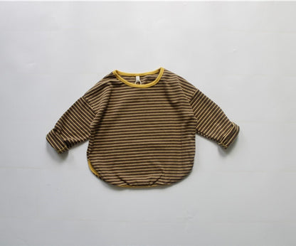 -キッズ ボーダー 長袖Tシャツ【mh0000134】 - mamahalo shop - 長袖Tシャツ -  べビー服 - 子供服 - 男の子 - 女の子