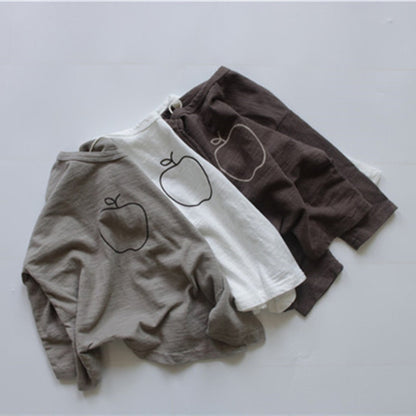 -キッズ りんご 長袖Tシャツ【mh0000138】 - mamahalo shop - 長袖Tシャツ -  べビー服 - 子供服 - 男の子 - 女の子