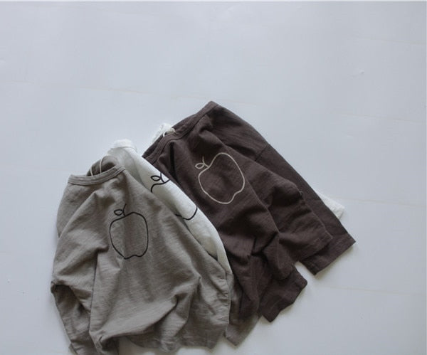 -キッズ りんご 長袖Tシャツ【mh0000138】 - mamahalo shop - 長袖Tシャツ -  べビー服 - 子供服 - 男の子 - 女の子