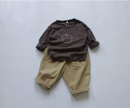 -キッズ りんご 長袖Tシャツ【mh0000138】 - mamahalo shop - 長袖Tシャツ -  べビー服 - 子供服 - 男の子 - 女の子