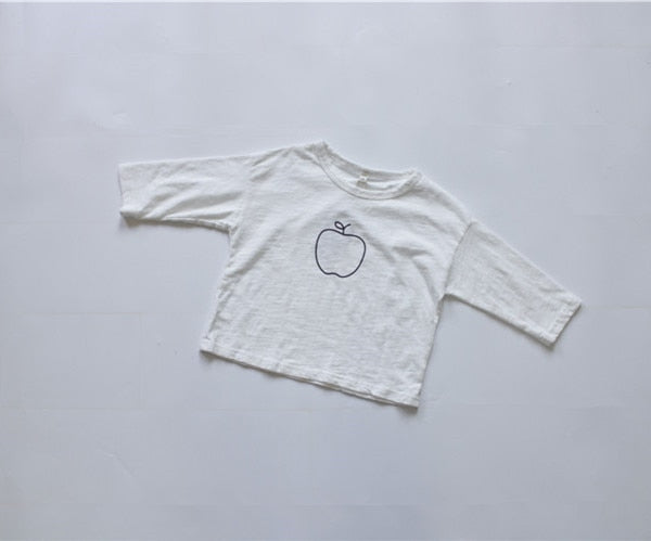-キッズ りんご 長袖Tシャツ【mh0000138】 - mamahalo shop - 長袖Tシャツ -  べビー服 - 子供服 - 男の子 - 女の子