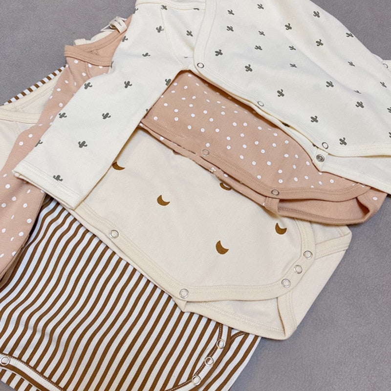 -ベビー 長袖 ロンパース パンツ サボテン 月 ボーダー 無地【mh0000149】 - mamahalo shop - 長袖ロンパース -  べビー服 - 子供服 - 男の子 - 女の子