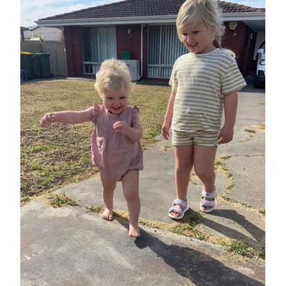 -ベビー コットンリネン ノースリーブ ロンパース - mamahalo shop - ノースリーブロンパース -  べビー服 - 子供服 - 男の子 - 女の子