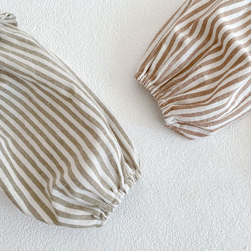 -ベビー セットアップ ストライプ フリル チュニック ブルマ【mh0000183】 - mamahalo shop - 長袖セットアップ -  べビー服 - 子供服 - 男の子 - 女の子