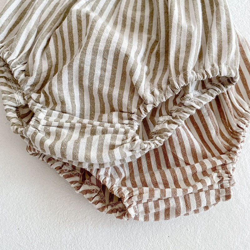 -ベビー セットアップ ストライプ フリル チュニック ブルマ【mh0000183】 - mamahalo shop - 長袖セットアップ -  べビー服 - 子供服 - 男の子 - 女の子