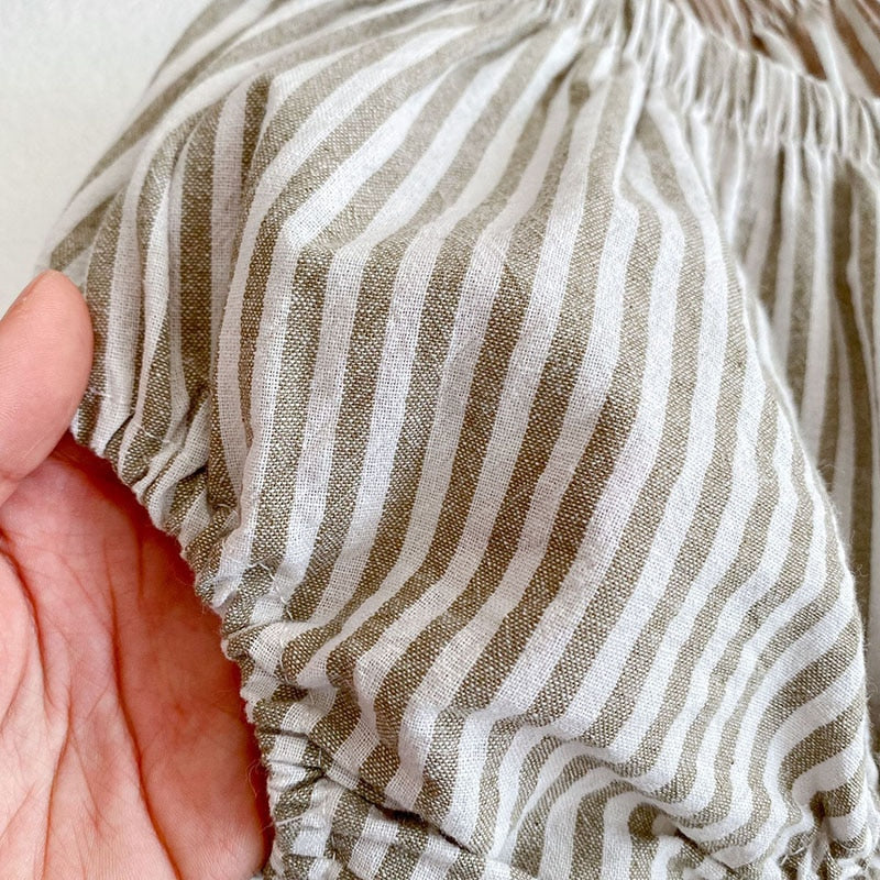 -ベビー セットアップ ストライプ フリル チュニック ブルマ【mh0000183】 - mamahalo shop - 長袖セットアップ -  べビー服 - 子供服 - 男の子 - 女の子