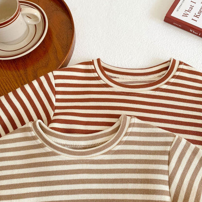 -ベビー セットアップ くま 刺繍 コーデュロイ ロンパース ボーダー Tシャツ【mh0000184】 - mamahalo shop - 長袖セットアップ -  べビー服 - 子供服 - 男の子 - 女の子