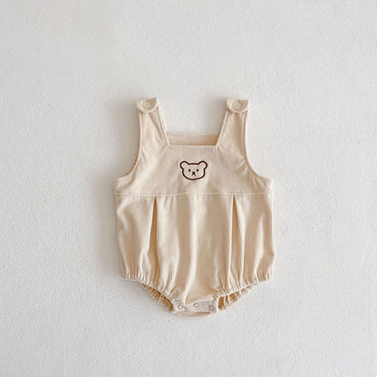 -ベビー セットアップ くま 刺繍 コーデュロイ ロンパース ボーダー Tシャツ【mh0000184】 - mamahalo shop - 長袖セットアップ -  べビー服 - 子供服 - 男の子 - 女の子