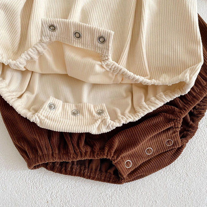 -ベビー セットアップ くま 刺繍 コーデュロイ ロンパース ボーダー Tシャツ【mh0000184】 - mamahalo shop - 長袖セットアップ -  べビー服 - 子供服 - 男の子 - 女の子