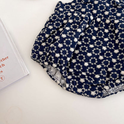 -ベビー サスペンダー ロンパース 丸襟 ブラウス【mh0000575】 - mamahalo shop - ノースリーブロンパース -  べビー服 - 子供服 - 男の子 - 女の子