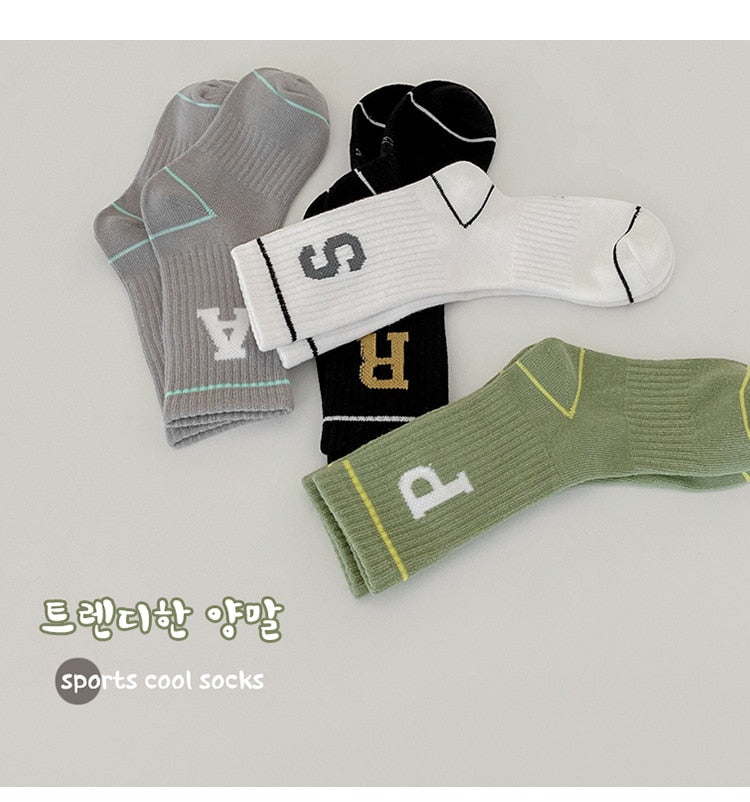 -ベビー キッズ アルファベット ソックス 靴下 4足セット - mamahalo shop - ベビー用靴下・タイツ -  べビー服 - 子供服 - 男の子 - 女の子