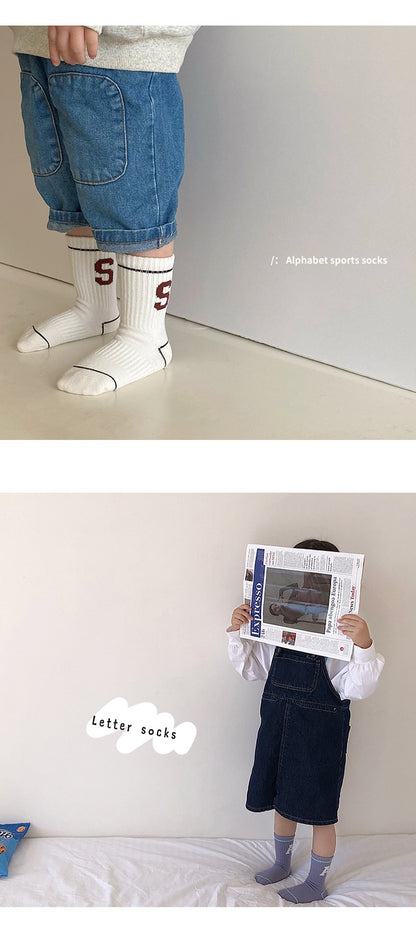 -ベビー キッズ アルファベット ソックス 靴下 4足セット - mamahalo shop - ベビー用靴下・タイツ -  べビー服 - 子供服 - 男の子 - 女の子