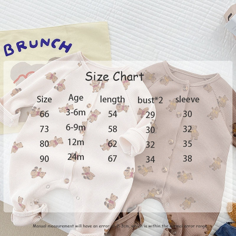 -ベビー くま ワッフル ロンパース - mamahalo shop - 長袖ロンパース -  べビー服 - 子供服 - 男の子 - 女の子