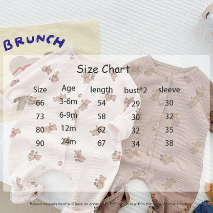 -ベビー くま ワッフル ロンパース - mamahalo shop - 長袖ロンパース -  べビー服 - 子供服 - 男の子 - 女の子