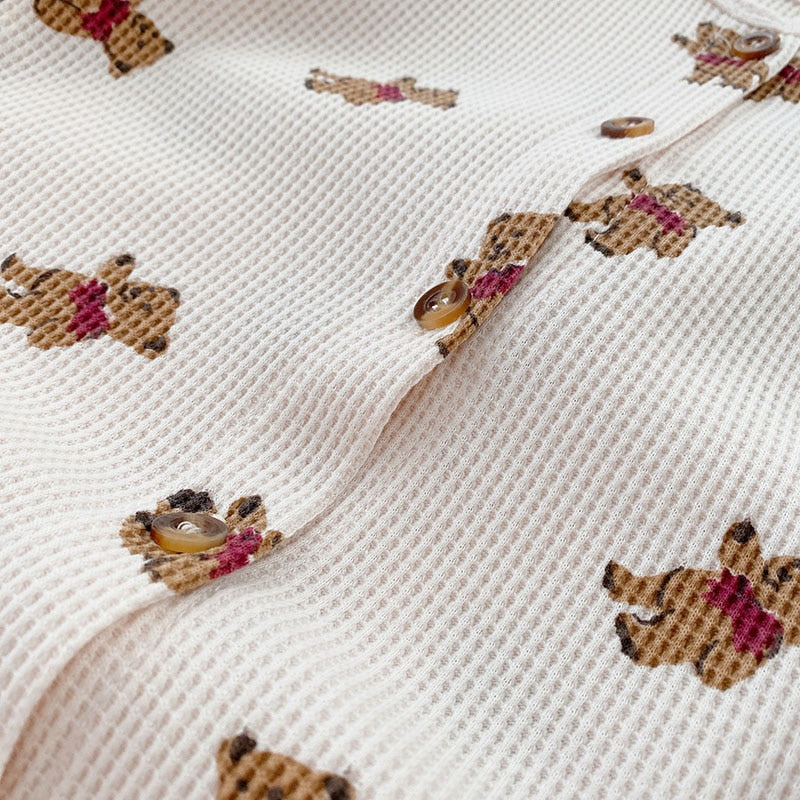 -ベビー くま ワッフル ロンパース - mamahalo shop - 長袖ロンパース -  べビー服 - 子供服 - 男の子 - 女の子