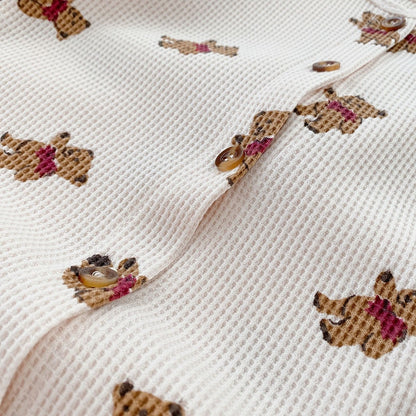 -ベビー くま ワッフル ロンパース - mamahalo shop - 長袖ロンパース -  べビー服 - 子供服 - 男の子 - 女の子