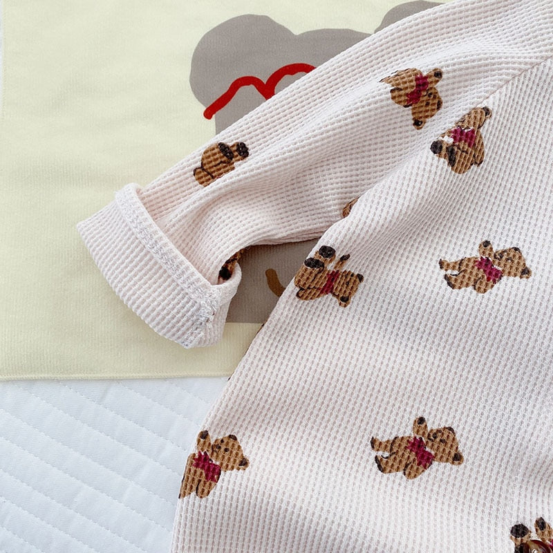 -ベビー くま ワッフル ロンパース - mamahalo shop - 長袖ロンパース -  べビー服 - 子供服 - 男の子 - 女の子