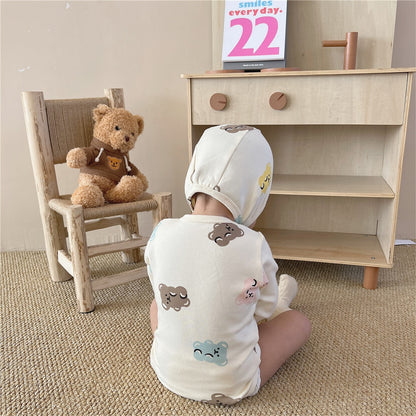 -☺︎ ベビー くま 長袖 パジャマ セット ロンパース 帽子 トップス パンツ - mamahalo shop - 長袖パジャマ -  べビー服 - 子供服 - 男の子 - 女の子