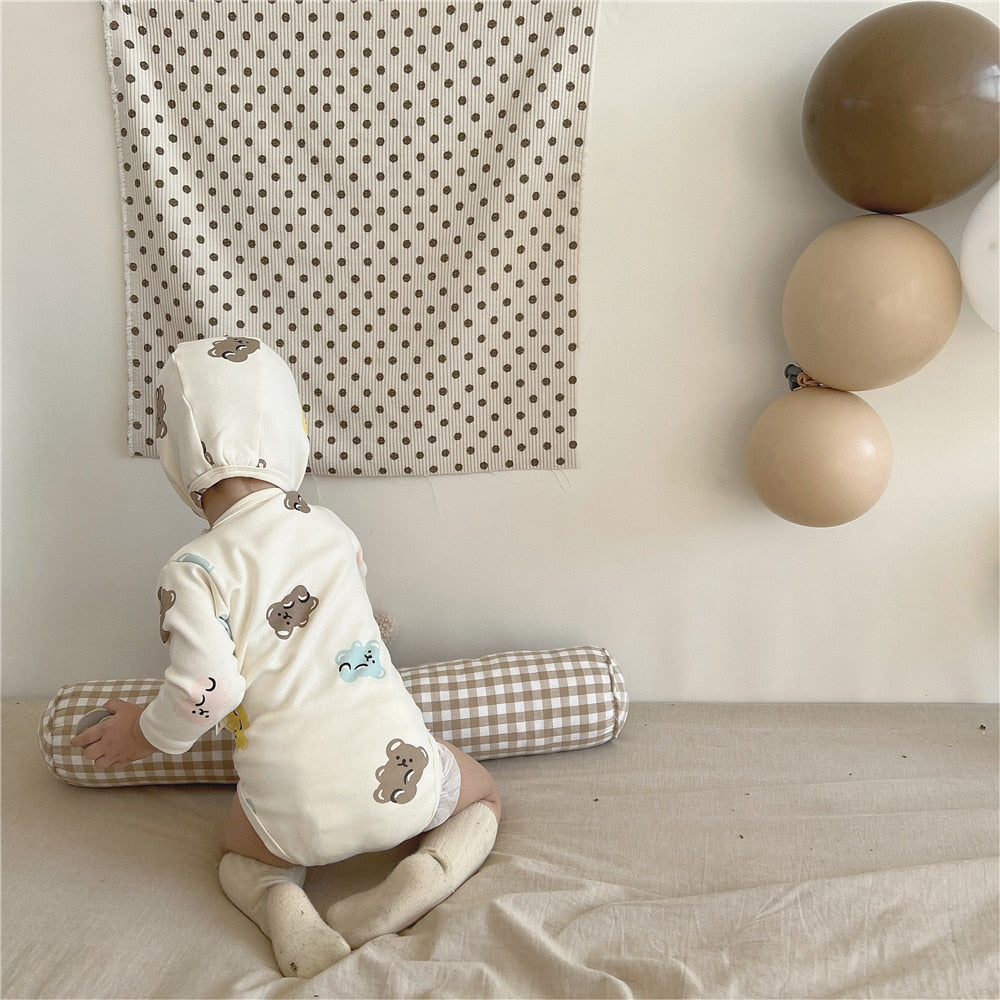 -☺︎ ベビー くま 長袖 パジャマ セット ロンパース 帽子 トップス パンツ - mamahalo shop - 長袖パジャマ -  べビー服 - 子供服 - 男の子 - 女の子