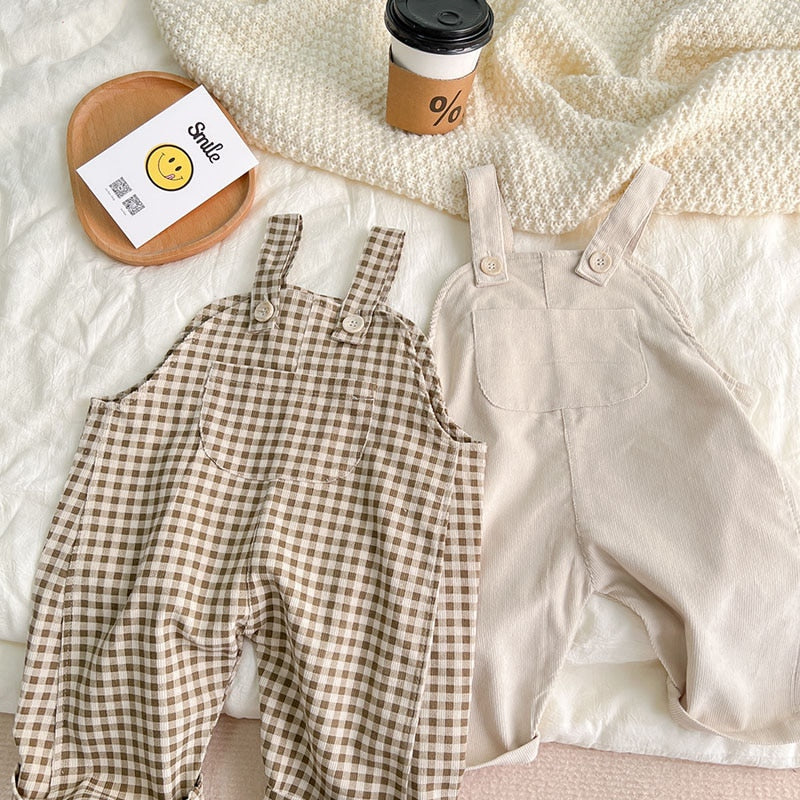 -ベビー チェック 無地 サロペット オーバーオール【mh0000591】 - mamahalo shop - オーバーオール -  べビー服 - 子供服 - 男の子 - 女の子