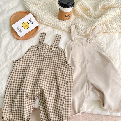 -ベビー チェック 無地 サロペット オーバーオール【mh0000591】 - mamahalo shop - オーバーオール -  べビー服 - 子供服 - 男の子 - 女の子