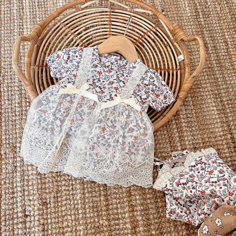 -ベビー フラワー レース 半袖 ロンパース 帽子 セット【mh0000605】 - mamahalo shop - 半袖ロンパース -  べビー服 - 子供服 - 男の子 - 女の子