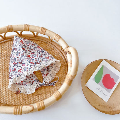 -ベビー フラワー レース 半袖 ロンパース 帽子 セット【mh0000605】 - mamahalo shop - 半袖ロンパース -  べビー服 - 子供服 - 男の子 - 女の子